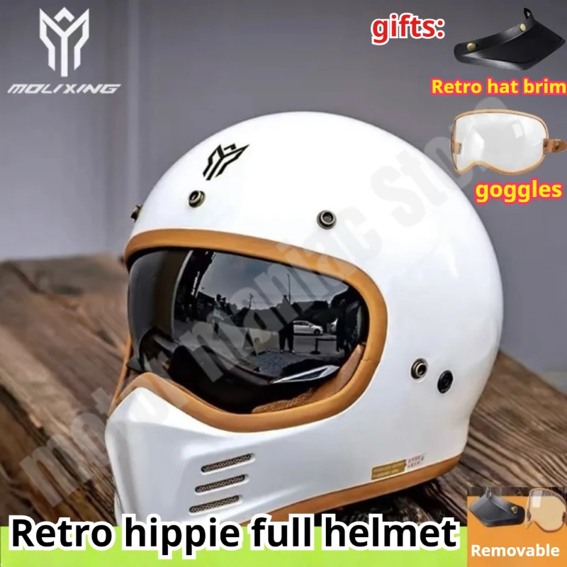 Retro Motorradhelm New Wave Hippie Vollhelm Off Road Belüftung Lokomotiven Crash Helm Motorrad Mode Graffiti