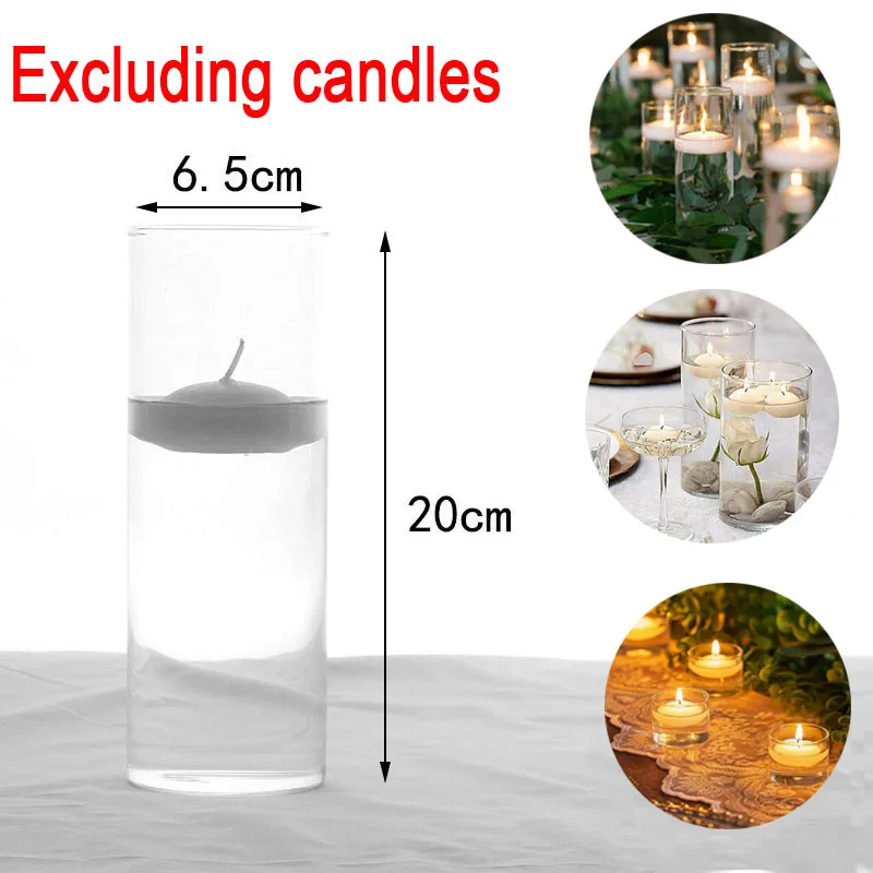 1 stücke Klar Zylinder Glas Kerzenhalter Schwimmende Kerzen Runde Vasen Hochzeit Wohnzimmer Dekorative Party Versorgung LZT002 Image