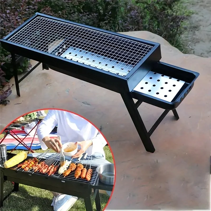 B62B-Faltbarer tragbarer Grill, Outdoor-Camping-Picknick, Brenner, faltbarer Holzkohle-Camping-Grill Image