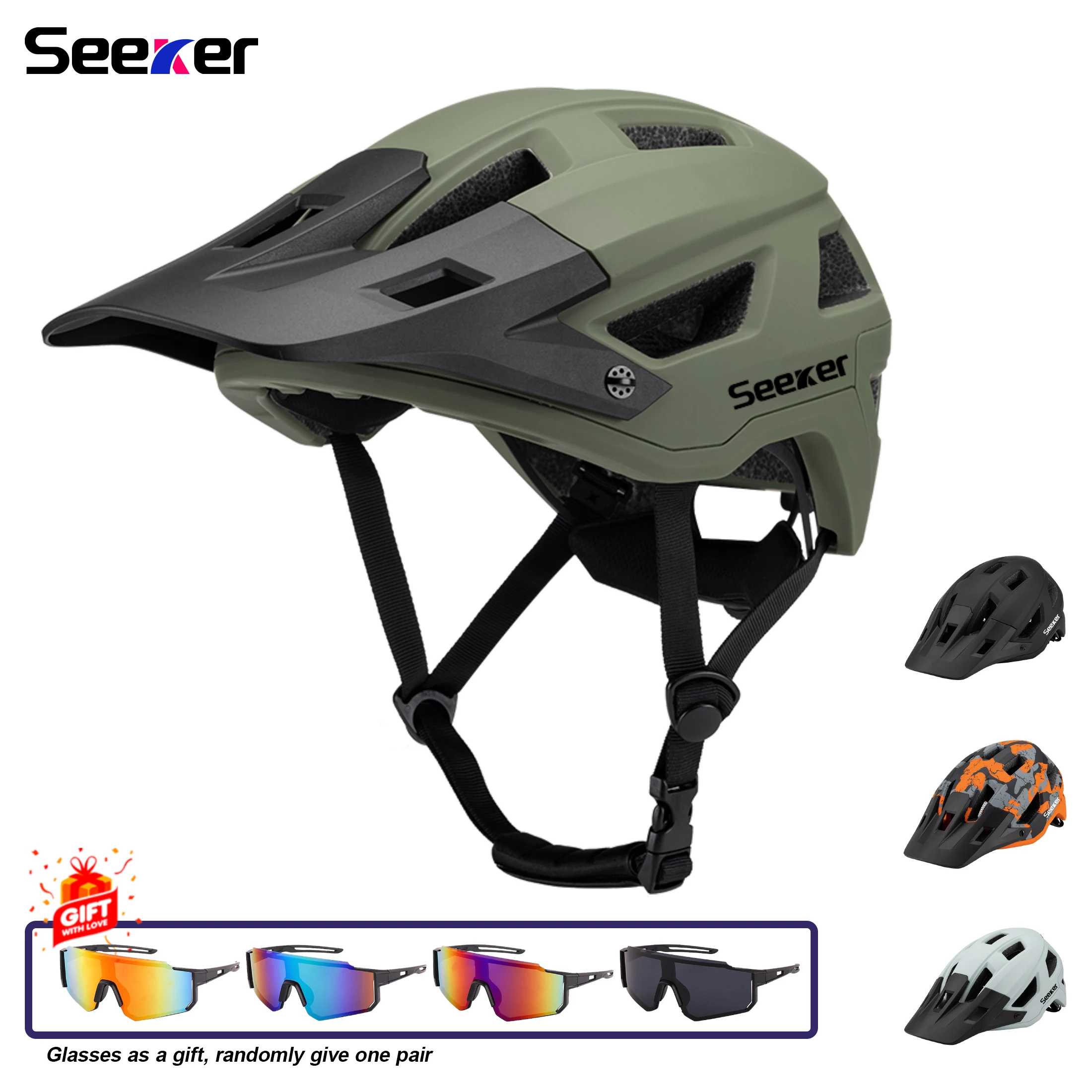 Seeker Fahrradhelm Erwachsener Mountainbike-Helm mit Hutkrempe MTB-Reithelm Männer und Frauen große Rennradhelme Image