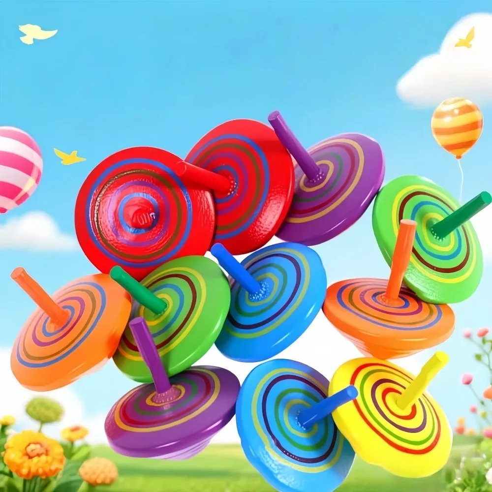 12/24 Stücke Holz Regenbogen Gyro für Geburtstagsfeier Babyparty Rückkehr Geschenk Kindergarten Schule Belohnung Schatzkiste Geschenktüte Füllung Image