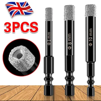 3X Diamond Tipped Dry Drill Bits Set 6+8+10 mm For Porcelain Tile Ceramic Marble