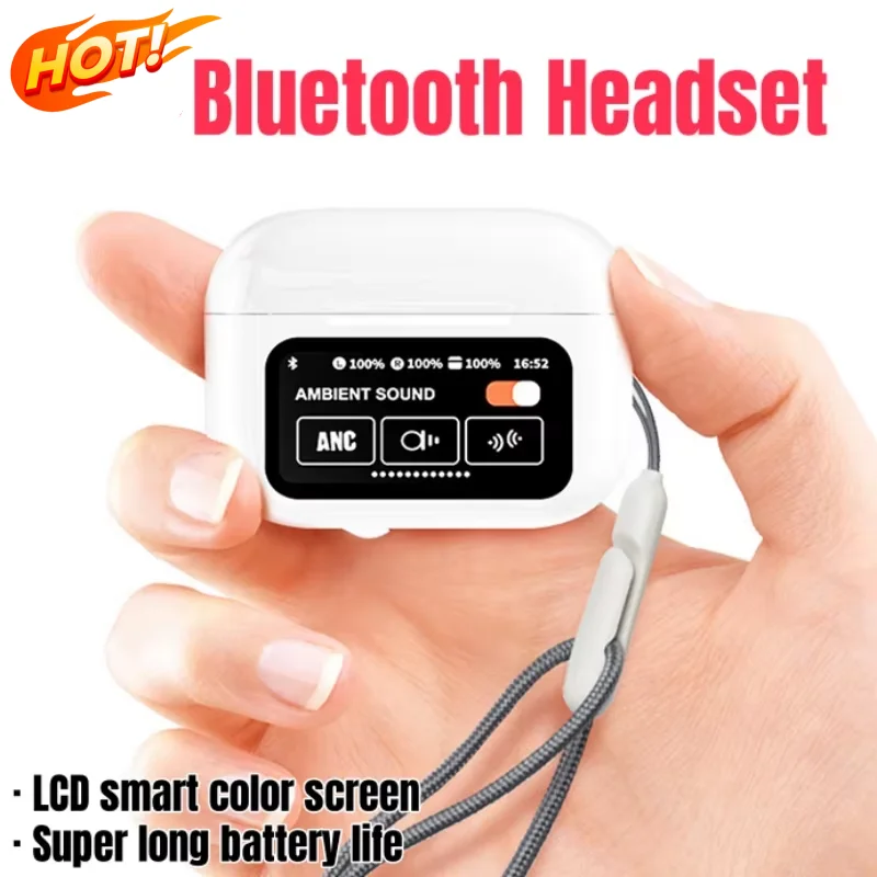 Auricolare Bluetooth A9 Pro LCD Schermo a colori intelligente Riduzione attiva del rumore wireless Durata della batteria super lunga Cuffie con touch screen