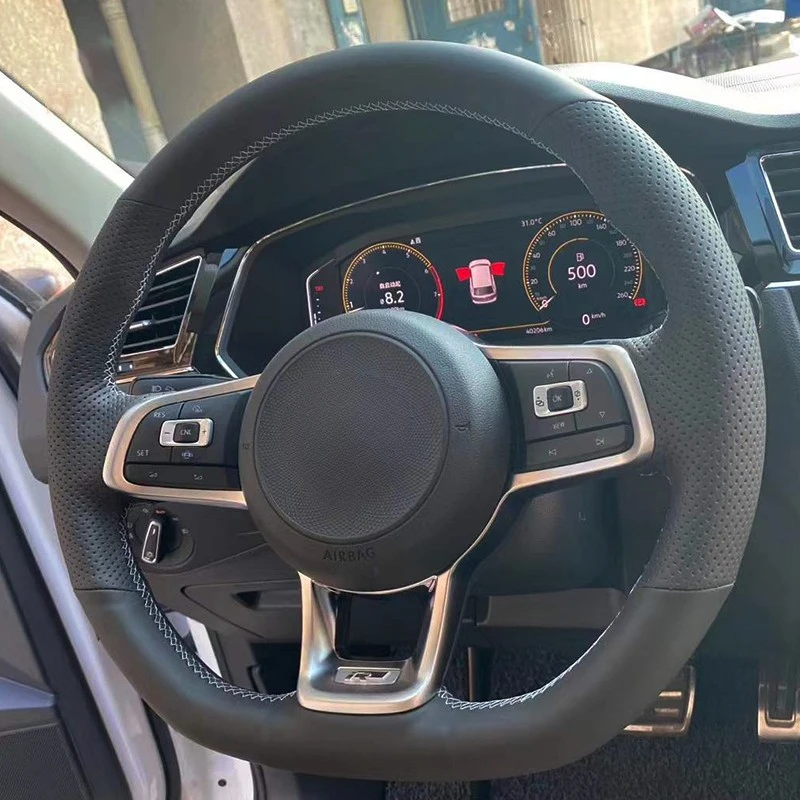 Auto lenkrad abdeckung flechten kunstleder für volkswagen vw golf 7 gti golf r mk7 vw polo auto innen zubehör Image