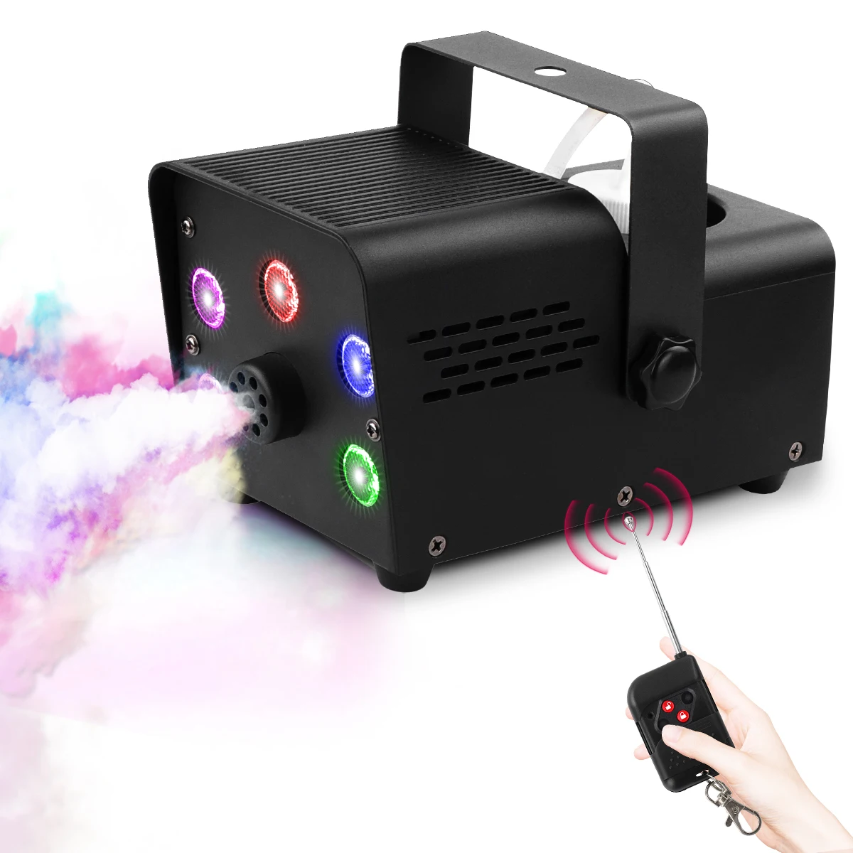 U'King 500W Fog Machine 5PCS RGB LED Beads Smoke Machine for DJ Disco Concert Party Wireless Remote Control Stage Fogger Ejector