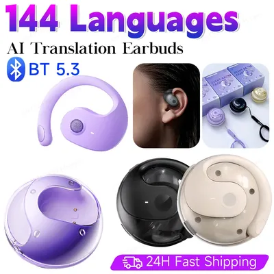Echtzeit-Übersetzer-Kopfhörer, Original kabellose Bluetooth-Kopfhörer, 144 Sprachen, Übersetzer-Ohrhörer, wasserdichtes Sport-Headset Image