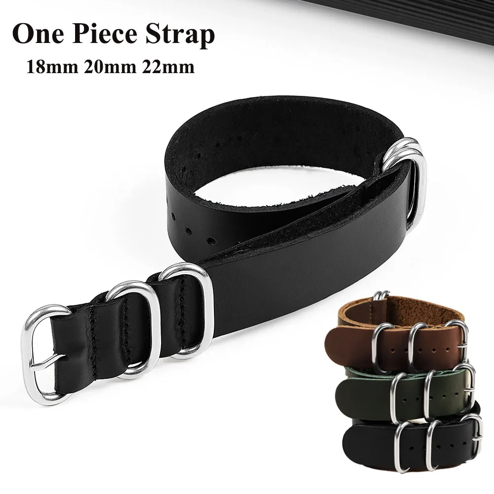 18mm 20mm 22mm One Piece Vintage Rindsleder Uhrenarmbänder Braun Handgefertigtes Uhrenarmband Ersatz für Männer Frauen Uhrenzubehör Image