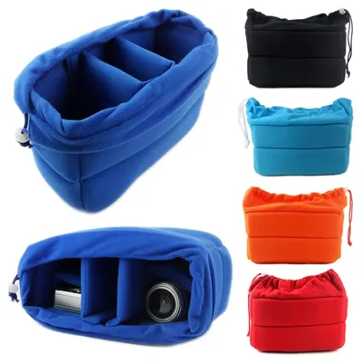 Partition Padded Bag Camera Insert Bag Velvet Shockproof Protection Camera Lens Case Soft Bag for Canon Nikon So ny DSLR Cameras