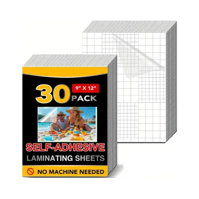 30 PCS Self-Adhesive Clear Cold Laminating Sheets 9 x 12 Inches No Machine Needed Durable Waterproof Document&Photo Protection