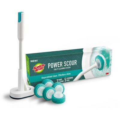 Scotch-Brite Power Scour Toilet Bowl Cleaning System, 1 Toilet Wand, 1 Stand, 5 Refill Disposable Toilet Bowl Cleaner Scrubbing Pads