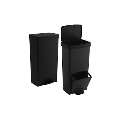 SP BERNER - 2er-Set Abfalleimer vertikal 70L mit 2 Fächern (40L + 30L) Schwarz Image