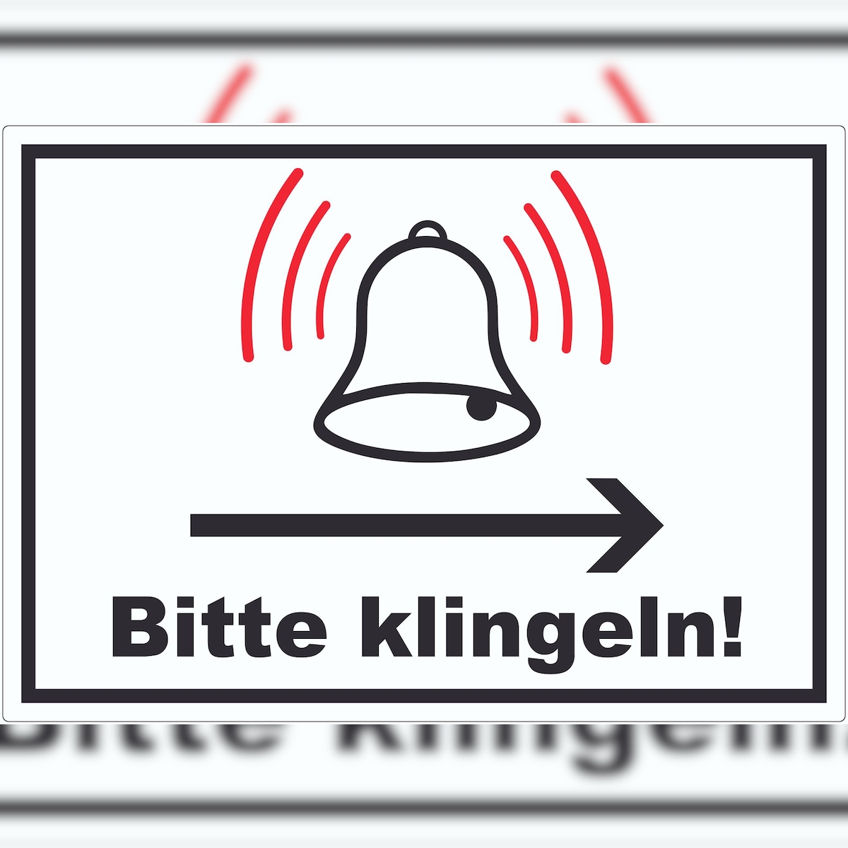 HB-Druck Bitte klingeln Pfeil rechts Aufkleber A9 (37x52mm) Image