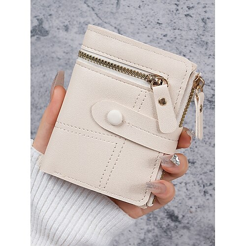 Portafoglio piccolo bifold da donna con tasca portamonete con cerniera – porta carte in similpelle per donne, adolescenti e ragazze – accessorio compatto ed elegante per l'uso quotidiano e i viaggi