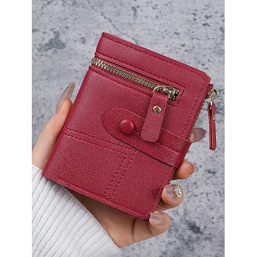 Portafoglio piccolo bifold da donna con tasca portamonete con cerniera – porta carte in similpelle per donne, adolescenti e ragazze – accessorio compatto ed elegante per l'uso quotidiano e i viaggi