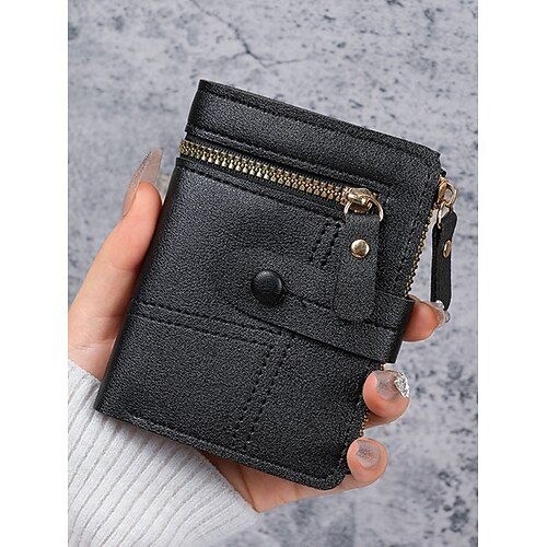 Portafoglio piccolo bifold da donna con tasca portamonete con cerniera – porta carte in similpelle per donne, adolescenti e ragazze – accessorio compatto ed elegante per l'uso quotidiano e i viaggi