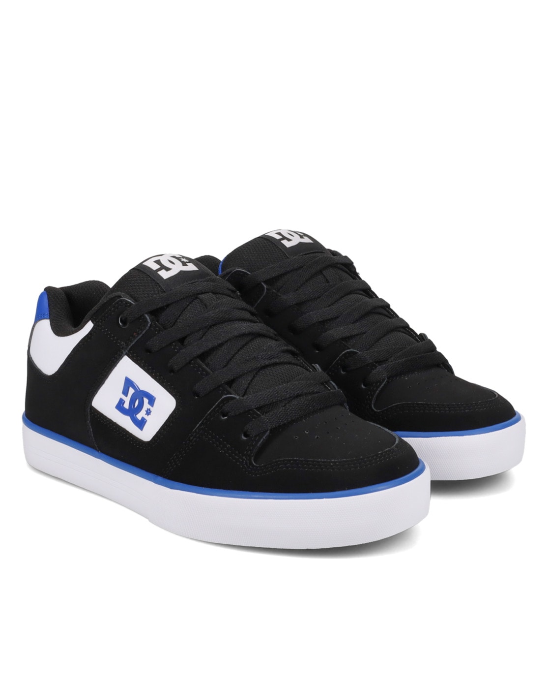 Sneaker DC SHOES "Pure", Gr. 8,5(41), schwarz, blau, weiß, 55.4% Leder, 44.6% Synthetikmaterial, Schuhe Skaterschuh Sneaker low