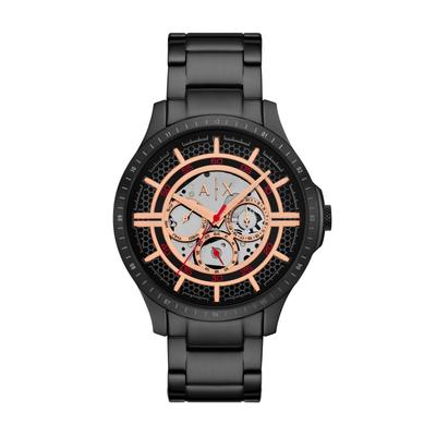Quarzuhr ARMANI EXCHANGE, schwarz, goldfarben, rot, Armbanduhren, Herren, Armbanduhr, Herrenuhr, Edelstahlarmband, analog, Tag, Wochentag Image