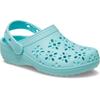 Clog CROCS "Classic Floral Cut Out Clog", Kinder, Gr. 33, blau (hellblau), Croslite, geblümt, casual, Schuhe, Sandale mit schwenkbarem Fersenriemen