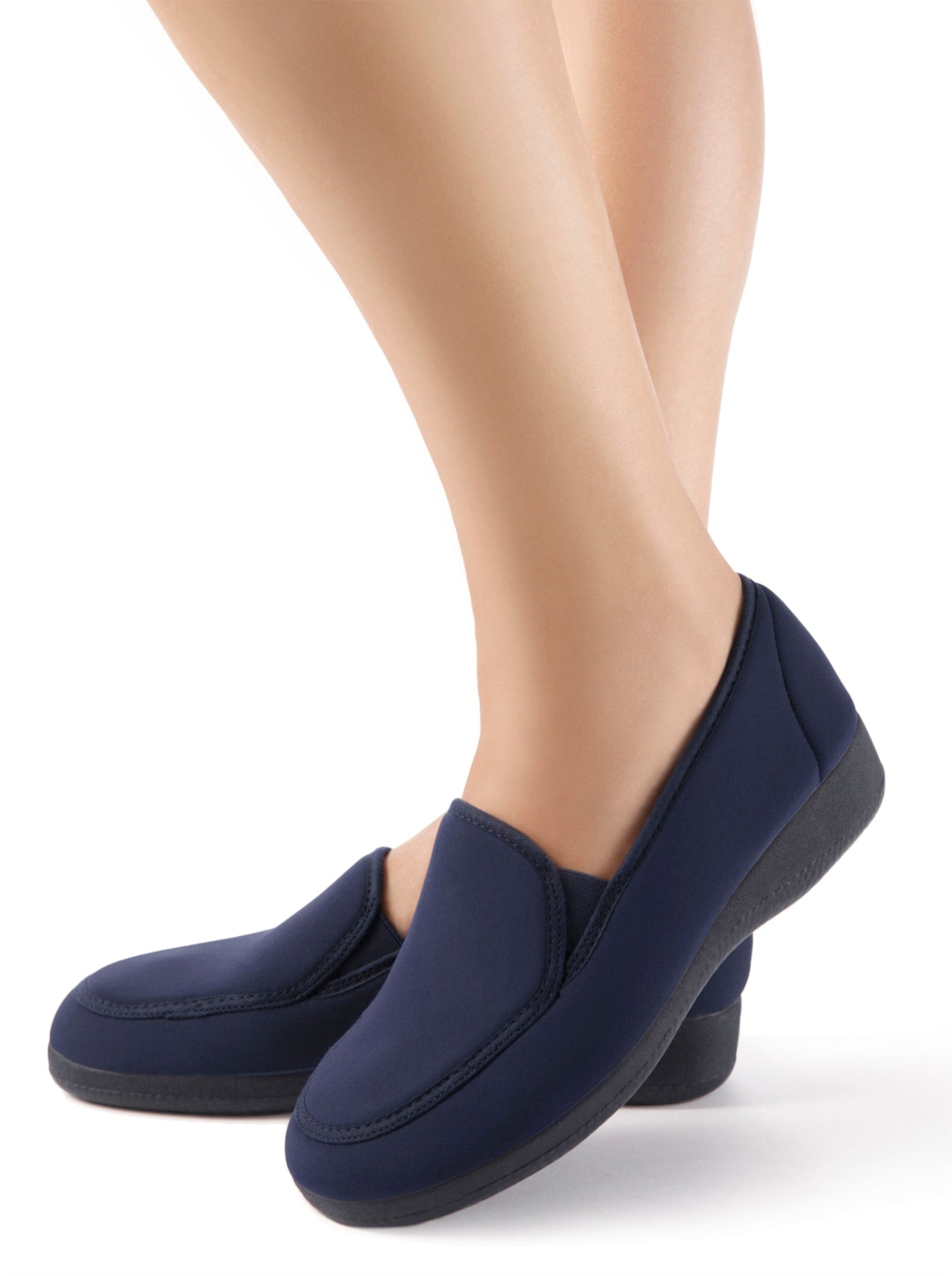 Hausschuh CLASSIC, Damen, Gr. 41, blau (marine), Textil, Schuhe Slipper Hausschuh