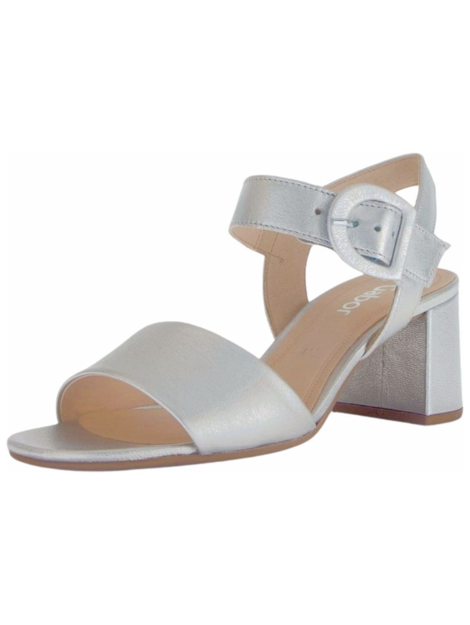 Riemchensandale GABOR "Gabor Sandalen Leder", Damen, Gr. 39, silber, Leder, Schuhe
