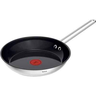 Bratpfanne TEFAL "Nordica", grau (edelstahl), B:25,40cm H:8,50cm L:45,60cm Ø:24,00cm, Pfannen, Thermo-Signal-Technologie, minimalistisches Design, robuster Griff Image