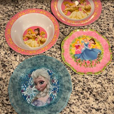 Disney Kitchen | Disney Princess And Frozen Dinnerware Set - Pink, Blue, Green | Color: Blue/Pink | Size: Os