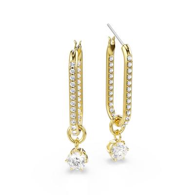 Paar Creolen SWAROVSKI "Schmuck Geschenk Constella Ohrringe", gelb (gelbgoldfarben, metallfarben, kristallweiß, kristallweiß), Ohrringe, Damen, Metall, Swarovski Kristall, Swarovski Zirkonia (s.) - Einhänger abnehmbar Image