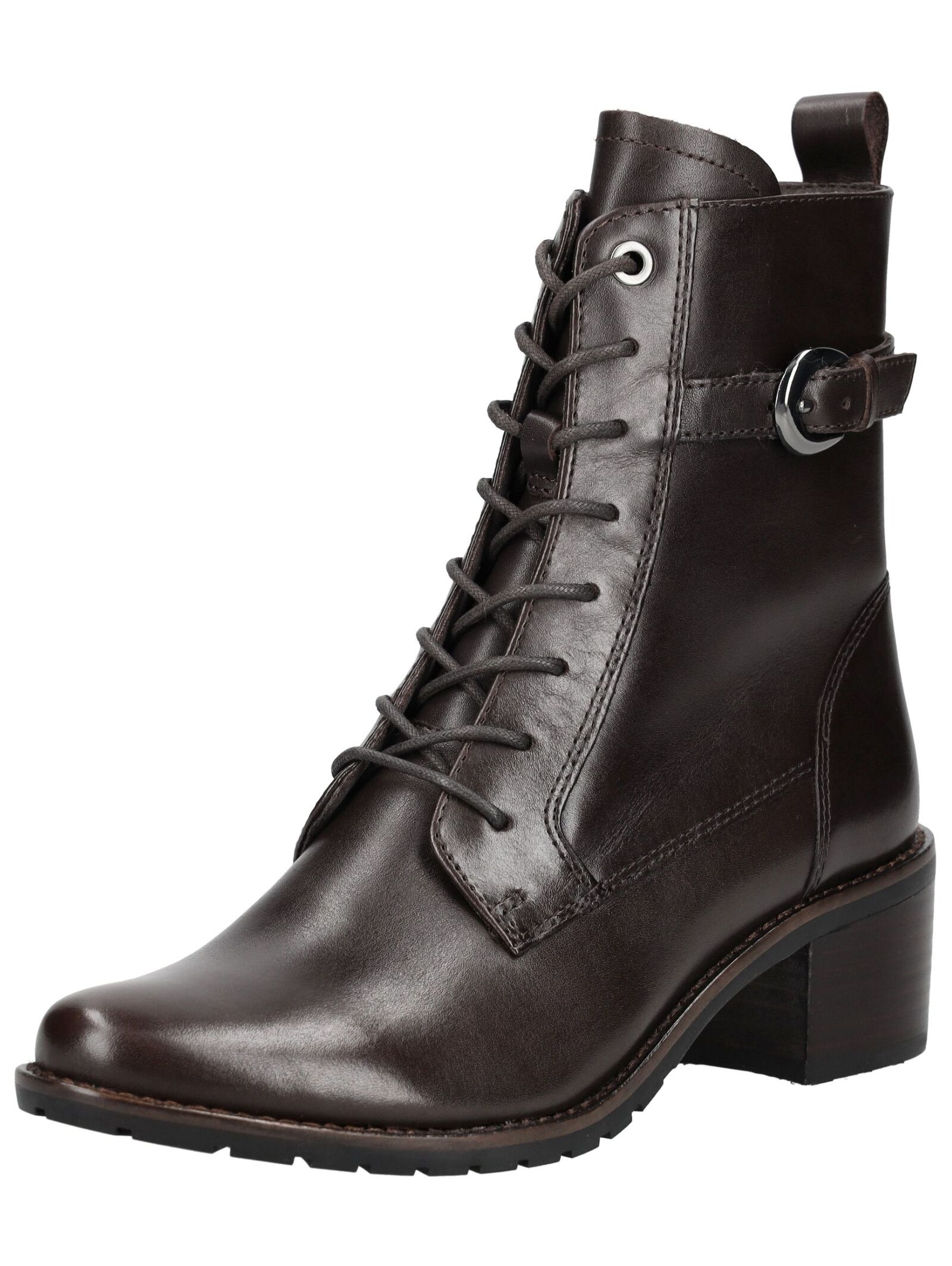 Schnürstiefelette CAPRICE "Caprice Stiefelette Leder", Damen, Gr. 37,5, braun (dunkelbraun), Leder, Schuhe Schnürstiefelette