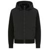 Blouson BOSS ORANGE "Kiaccio", Herren, Gr. M, schwarz (schwarz001), Web, Obermaterial: 48% Schurwolle, 48% Polyacryl, 3% Polyamid, 1% Elasthan, unifarben, casual, Langarm Rippbündchen, Jacken, mit fester Kapuze, Ärmel, Rückteil und Kragen aus Strick