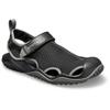 Sandale CROCS "Swiftwater Mesh Deck Sandal", Herren, Gr. 48, schwarz (schwarz, grau), Croslite, Mesh, casual, Schuhe, Badesandale, Sommerschuh mit Klettverschluss