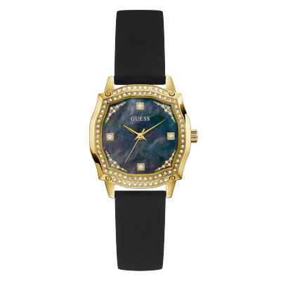 Quarzuhr GUESS "LIV", schwarz, Armbanduhren, Damen, Armbanduhr, Damenuhr, Silikonarmband, Kristallsteine Image