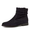 Stiefelette TAMARIS, Damen, Gr. 41, blau (navy), Veloursleder, unifarben, klassisch, Schuhe, Blockabsatz, Boots mit Falten im slouchy Look
