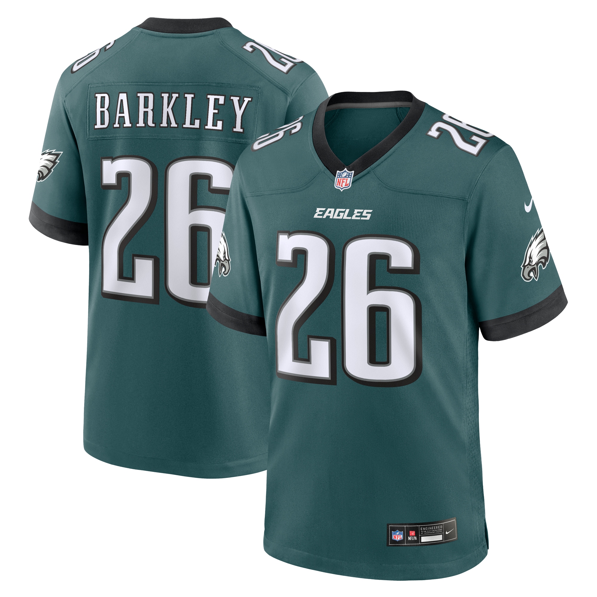 Footballtrikot NIKE "Nike Trikot Philadelphia Eagles NFL Home Jersey Barkley 26", Herren, Gr. M, grün (mehrfarbig), 100% Polyester, Trikots