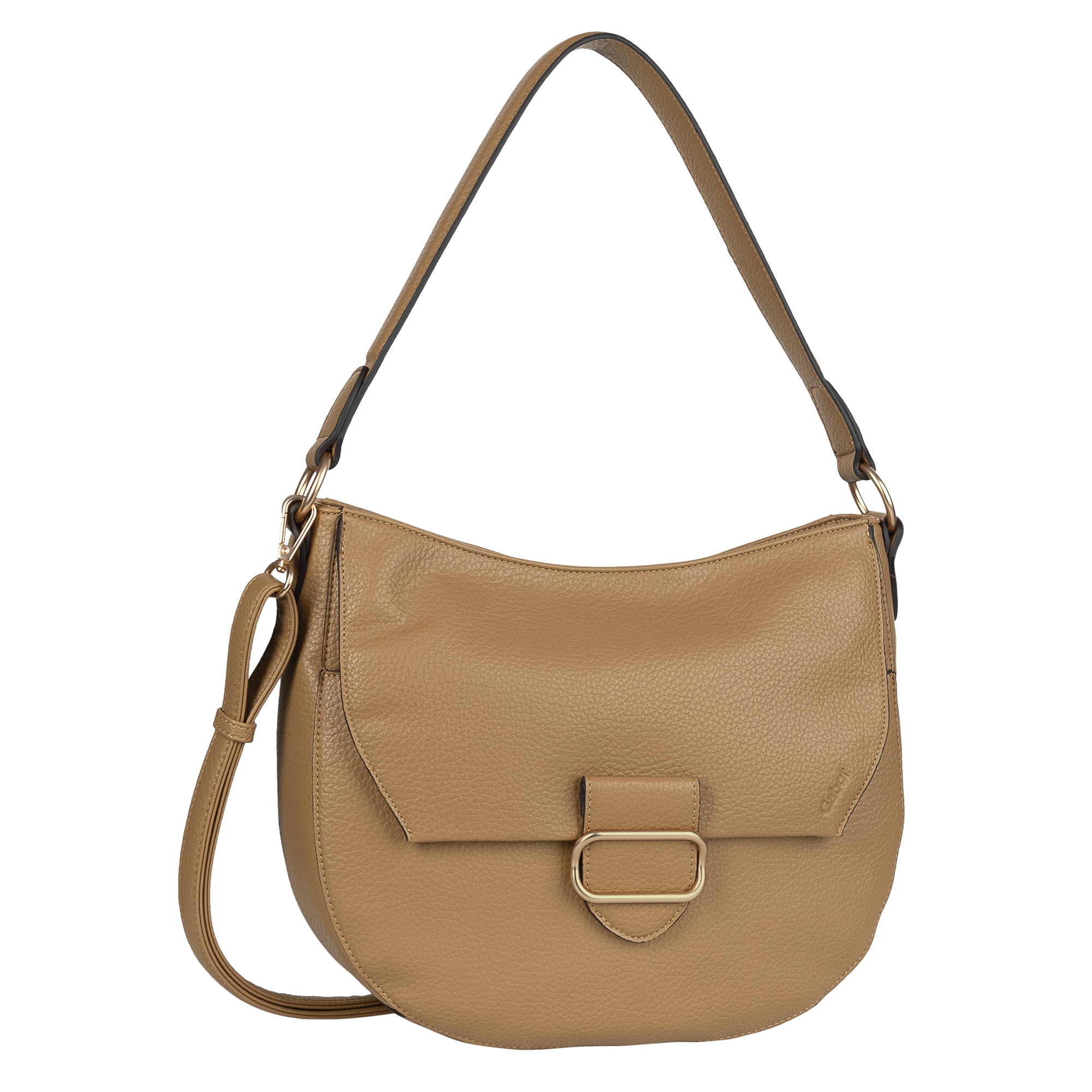 Hobo GABOR "Melora", Damen, Gr. B/H/T: 31cm x 27,5cm x 9cm, braun, Polyurethan, Taschen Hobo, leicht genarbtes Lederimitat mit feinem Logo und goldenem Metallring