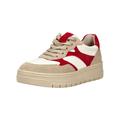 Sneaker TAMARIS "Tamaris Sneaker Veloursleder/Synthetik", Damen, Gr. 39, rot (beige, rot), Veloursleder, Synthetik, casual, Schuhe