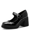 Spangenpumps TAMARIS, Damen, Gr. 41, schwarz, Lacklederimitat, glänzend, unifarben, modisch, Schuhe, Blockabsatz, Partyschuh, Pumps in veganer Verarbeitung