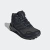 Wanderschuh ADIDAS TERREX "TERREX SKYCHASER AX5 MID GORE-TEX E", Gr. 43, carbon, core schwarz, semi flash aqua, Synthetik, Textil, sportlich, Schuhe, wasserdicht