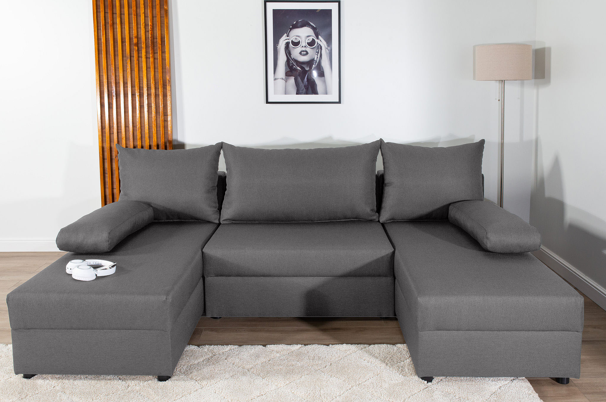 Wohnlandschaft COLLECTION AB "Pico U-Form", grau (hellgrau), B:220cm H:39cm T:158cm, 100%Polyester, Sofas, Wohnlandschaft, Wohnlandschaft,2 X Ottomane,Polyätherschaum Polsterung