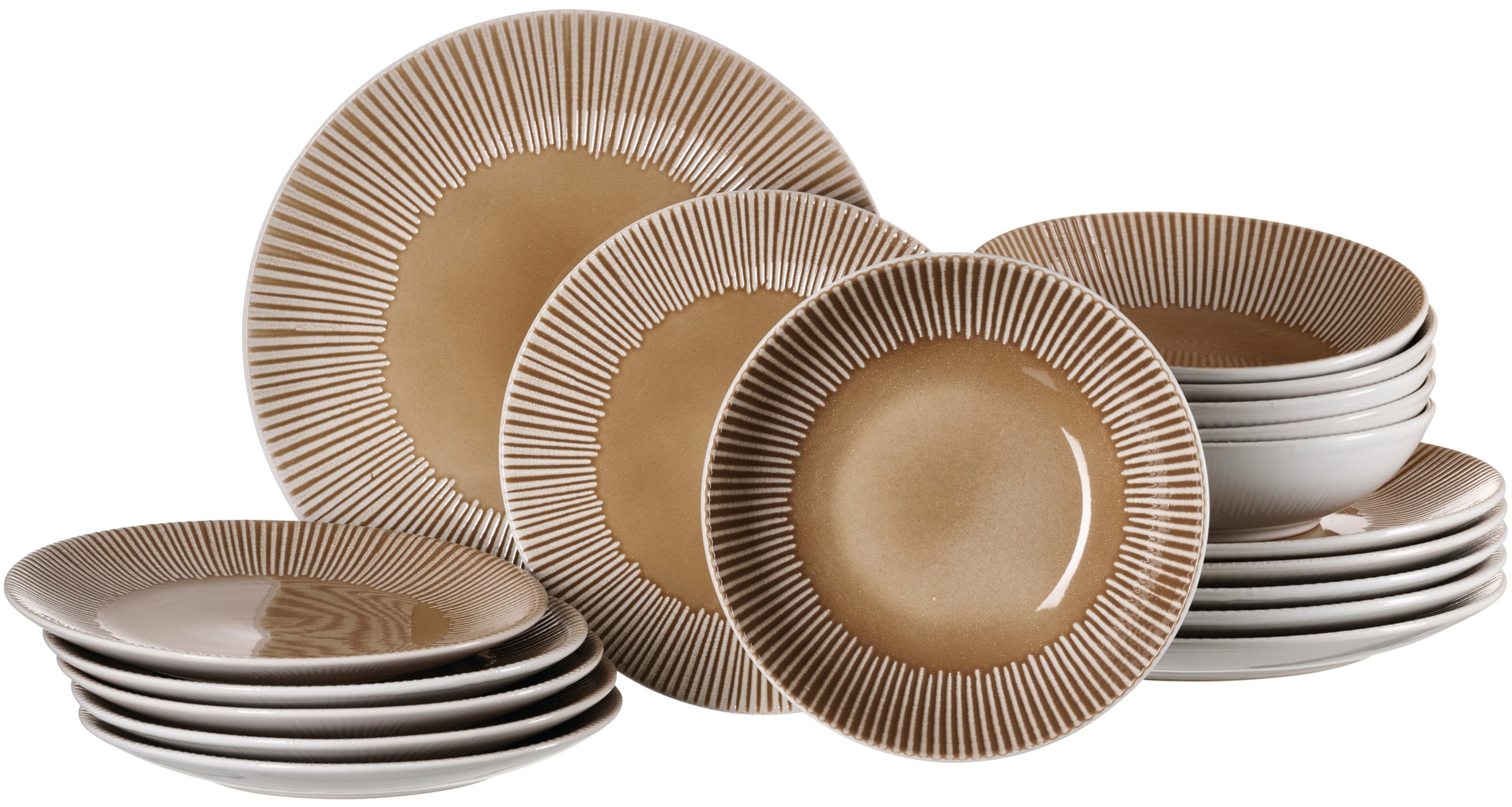 Tafelservice RITZENHOFF & BREKER "Banda", beige, 18, Steingut, Geschirr-Sets, aus Steingut für 6 Personen Image