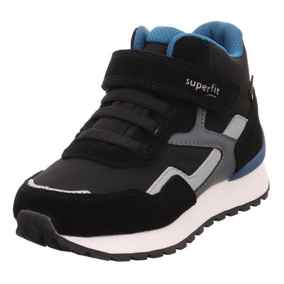 Klettboot SUPERFIT "DASH WMS: Mittel", Kinder, Gr. 35, schwarz (schwarz, grau), Veloursleder, Lederimitat, Polyester, casual, Schuhe, High Top Sneaker mit GORE TEX, Größenschablone zum Download Image