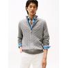 Strickjacke TOMMY HILFIGER "CLASSIC COTTON CABLE ZIP THROUGH", Herren, Gr. M, grau (medium grau heather), Strick, Obermaterial: 100% Baumwolle, casual, Langarm Rippstrickbündchen, Strickjacken, mit Rippstrickstehkragen, mit Zopfstrickmuster