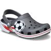 Clog CROCS "Classic Soccer Brand Clog K", Kinder, Gr. 36, grau, Croslite, kontrastfarbene Details, casual, Schuhe, Freizeitschuh, Sandale mit coolem Motiv