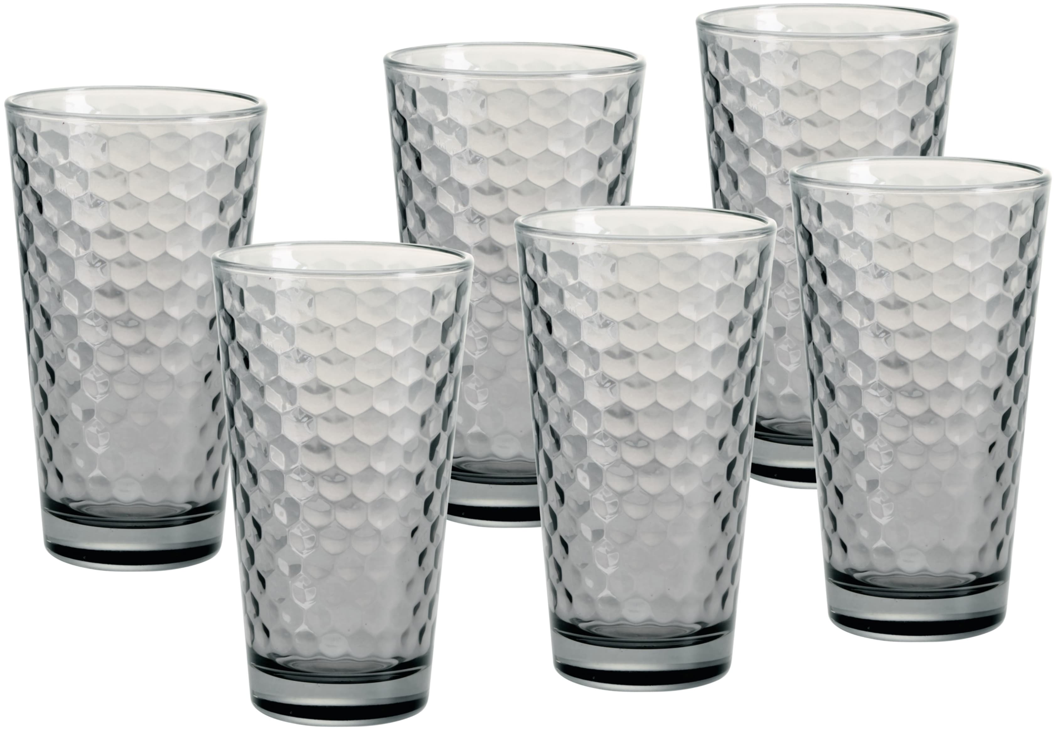 Longdrinkglas RITZENHOFF & BREKER "Favo", grau, B:8,4cm H:14,2cm Ø:8,4cm, Glas, Trinkgefäße, 6er Set, je 350 ml
