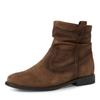 Stiefelette TAMARIS, Damen, Gr. 39, braun, Veloursleder, unifarben, klassisch, Schuhe, Blockabsatz, Boots mit Falten im slouchy Look