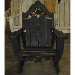 Uwharrie Chair Veranda Rocking Adirondack Chair Wood in Green | 46 H x 34.5 W x 38 D in | Wayfair V112-024-Distressed