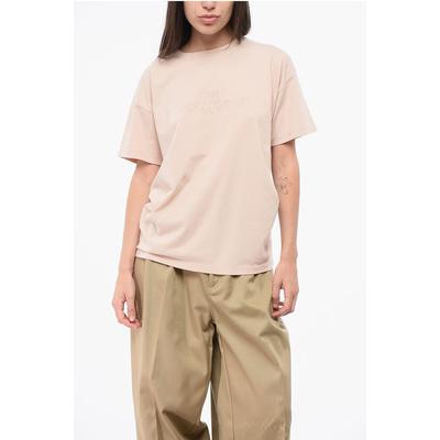 MM1 MM10 – Baumwoll-T-Shirt mit Rundhalsausschnitt und Ton-in-Ton-Logo in Pink Image