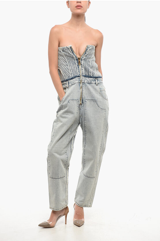 Ärmelloser Jeans-Jumpsuit in Blau EU 34 / IT 38
