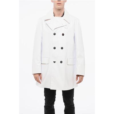 MM14 Wasserdichter Trenchcoat mit Samtkragen in Weiß
