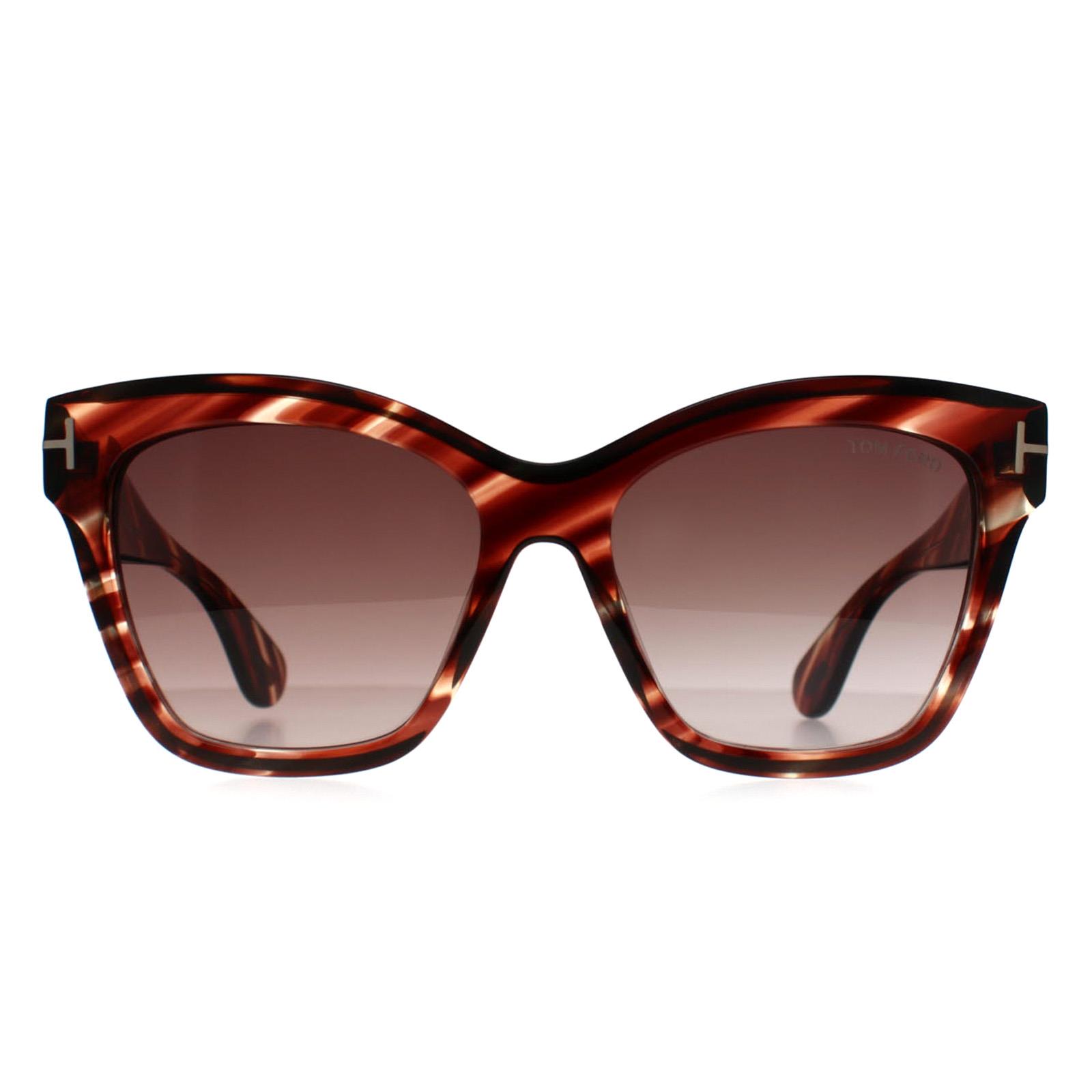 Tom Ford Elvira FT1217 55T farbige Sonnenbrille in Havanna-Bordeaux mit Farbverlauf Image