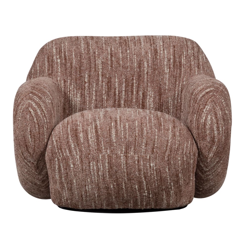 Fauteuil en chenille vieux rose